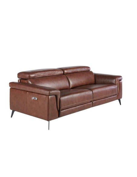 Sofá relax 3 plazas piel marrón