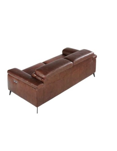 Sofá relax 3 plazas piel marrón