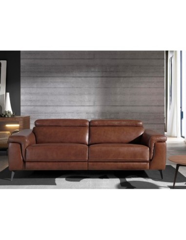 Sofá relax 3 plazas piel marrón