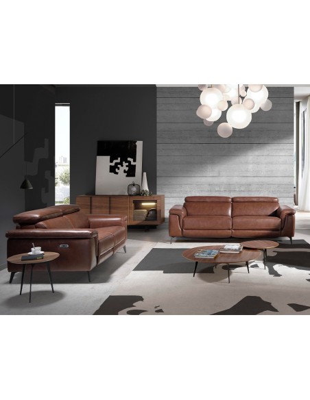 Sofá relax 3 plazas piel marrón