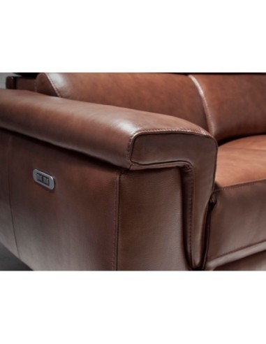 Sofá relax 3 plazas piel marrón