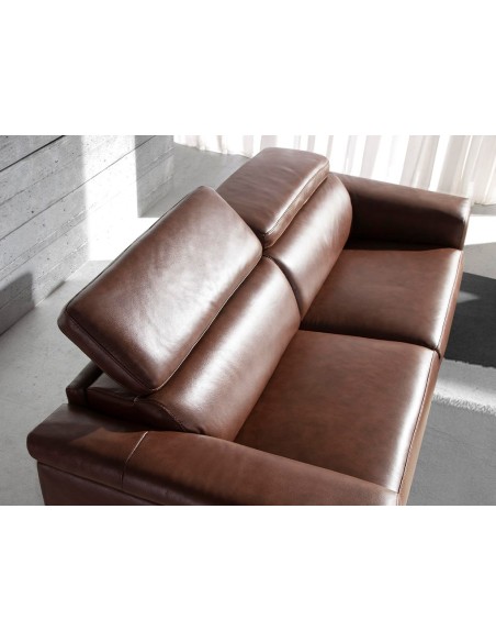 Sofá relax 3 plazas piel marrón