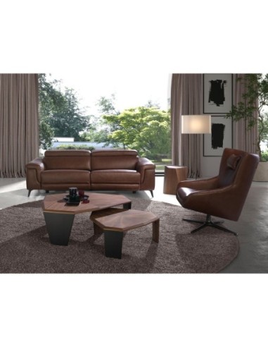 Sofá relax 3 plazas piel marrón