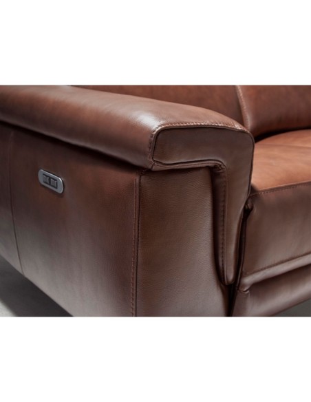 Sofá relax 3 plazas piel marrón