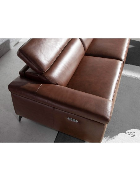 Sofá relax 3 plazas piel marrón