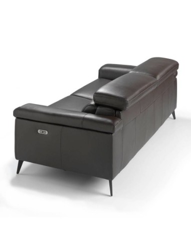 Sofá relax 3 plazas piel marrón chocolate