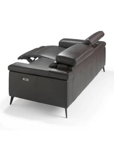 Sofá relax 3 plazas piel marrón chocolate