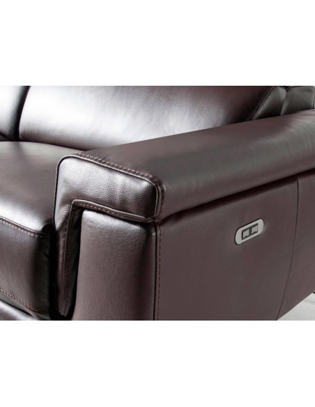 Sofá relax 3 plazas piel marrón chocolate