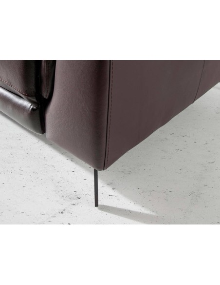 Sofá relax 3 plazas piel marrón chocolate