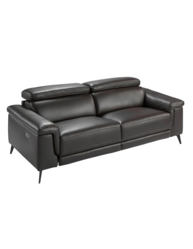 Sofá relax 3 plazas piel marrón chocolate