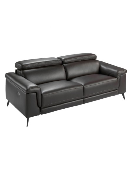 Sofá relax 3 plazas piel marrón chocolate