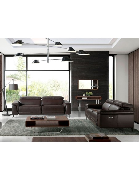 Sofá relax 3 plazas piel marrón chocolate