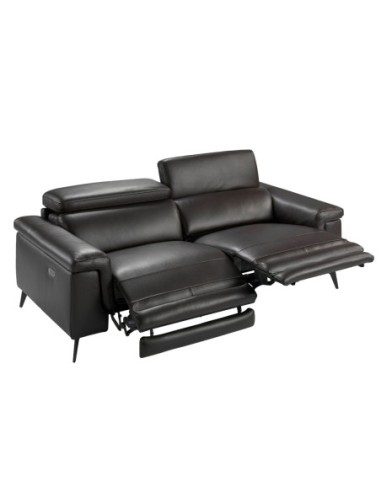 Sofá relax 3 plazas piel marrón chocolate