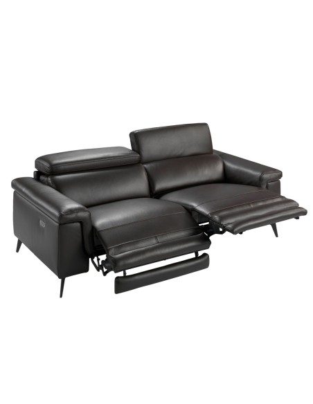 Sofá relax 3 plazas piel marrón chocolate
