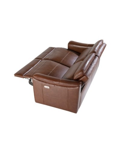 Sofá relax 3 plazas piel marrón coñac