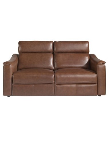Sofá relax 3 plazas piel marrón coñac