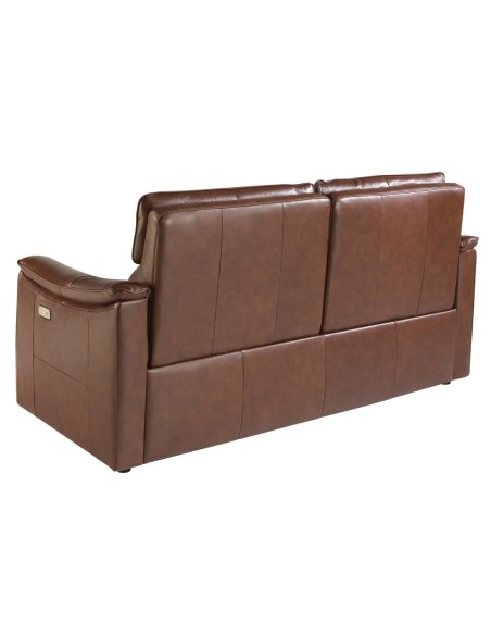 Sofá relax 3 plazas piel marrón coñac