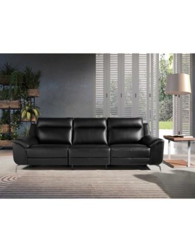 Sofá relax 3 plazas piel negro