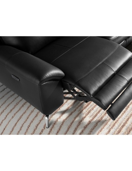 Sofá relax 3 plazas piel negro