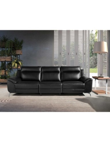 Sofá relax 3 plazas piel negro