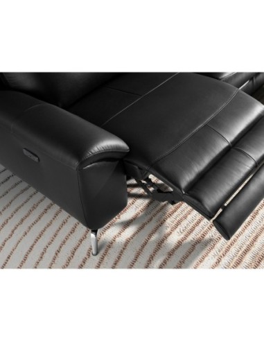 Sofá relax 3 plazas piel negro
