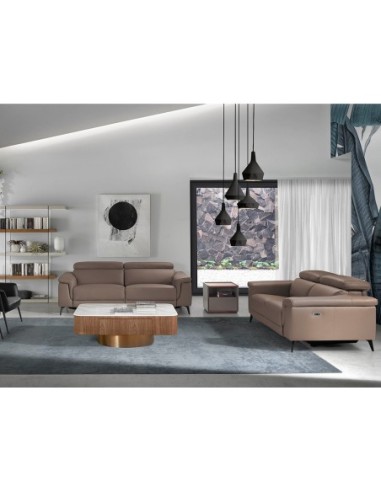 Sofá relax 3 plazas piel visón