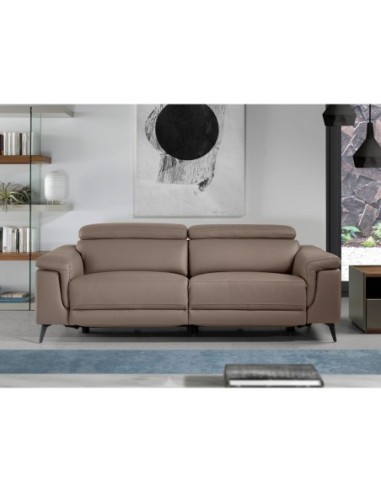 Sofá relax 3 plazas piel visón