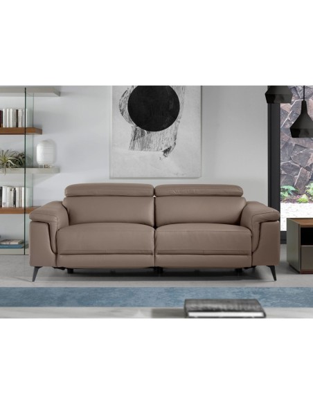 Sofá relax 3 plazas piel visón