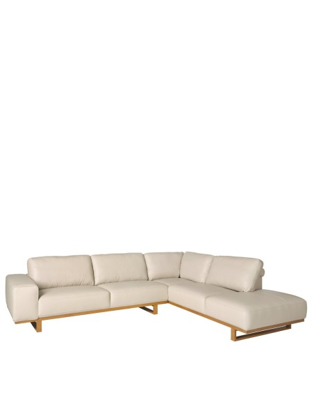 Sofá rinconera derecha piel arena