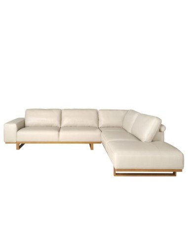 Sofá rinconera derecha piel arena