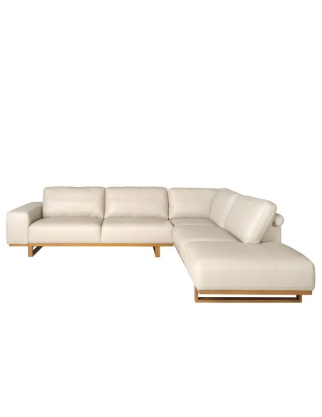 Sofá rinconera derecha piel arena