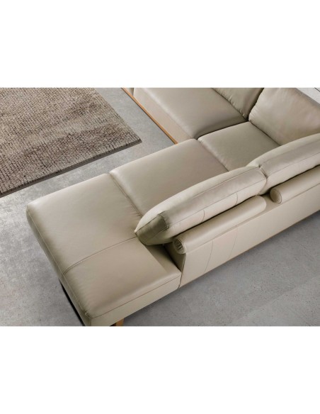 Sofá rinconera derecha piel arena