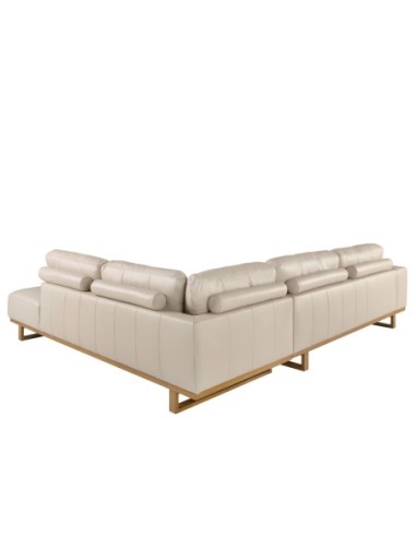 Sofá rinconera derecha piel arena