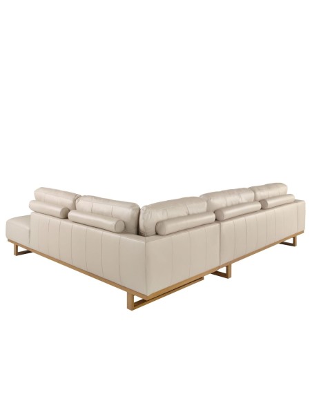 Sofá rinconera derecha piel arena