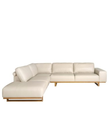 Sofá rinconera izquierda piel arena