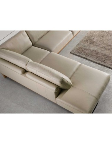 Sofá rinconera izquierda piel arena