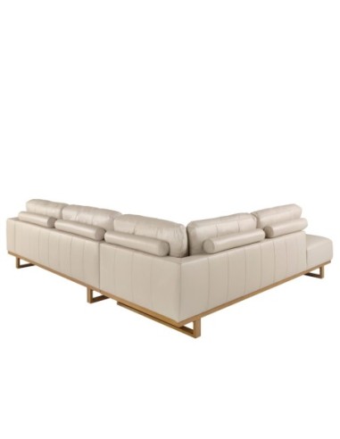 Sofá rinconera izquierda piel arena