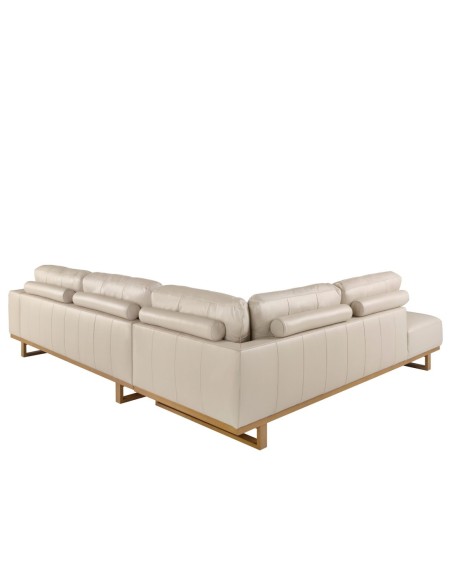 Sofá rinconera izquierda piel arena