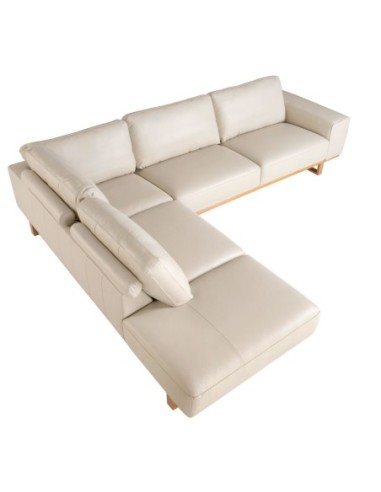 Sofá rinconera izquierda piel arena