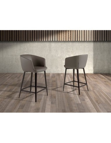 Taburete polipiel gris taupe