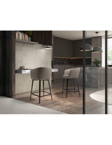 Taburete polipiel gris taupe