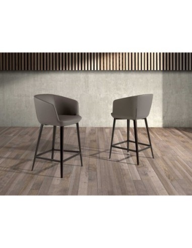 Taburete polipiel gris taupe