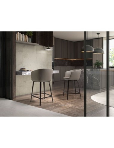Taburete polipiel gris taupe