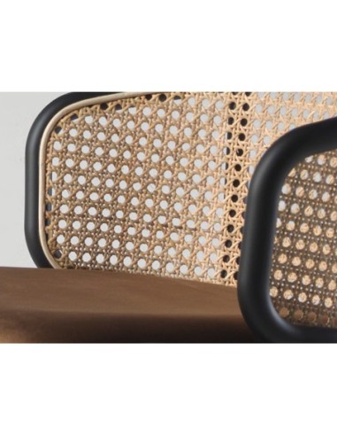 Taburete rattan y terciopelo marrón