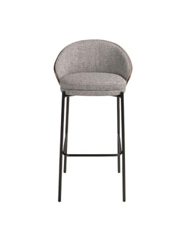 Taburete tela gris y nogal