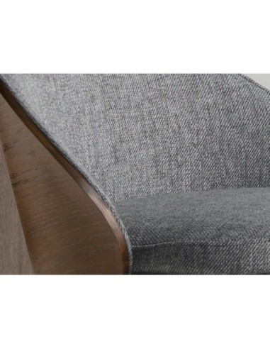 Taburete tela gris y nogal