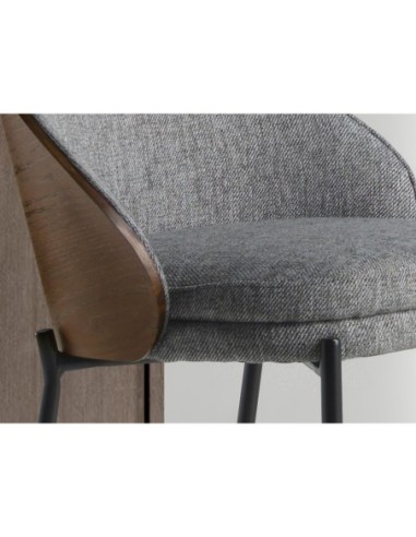 Taburete tela gris y nogal