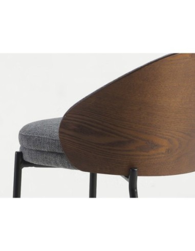 Taburete tela gris y nogal