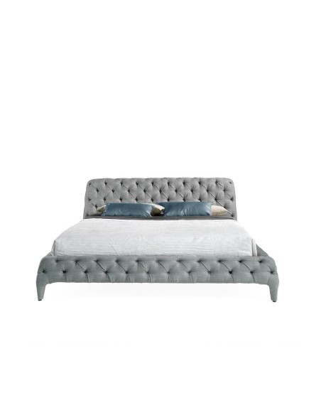 Cama capitoné tela color gris