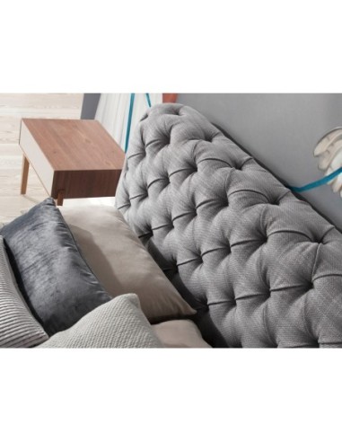 Cama capitoné tela color gris